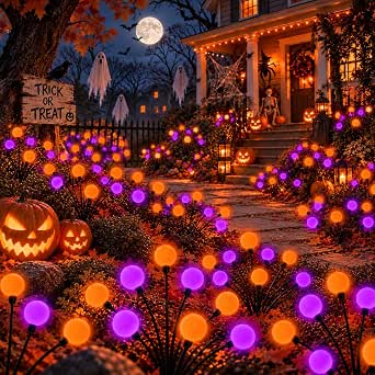 15 Best Halloween Decorations and Outdoor Lights for a Haunted Yard in 2027 13 OZS 6-Pack Solar Halloween Firefly Lights, Orange and Purple