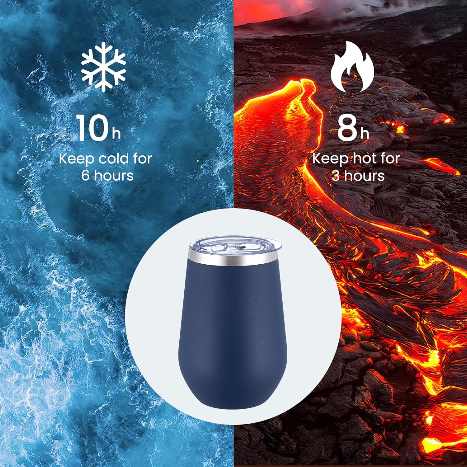 MEWAY Durable 12oz Stainless Steel Wine Tumbler with Lid and straw - Vacuum Insulated Coffee and Wine Cup for Travel, Parties, and Outdoor Events(Navy,1) - Image 5