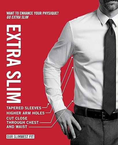 Miniatura 4 de Calvin Klein Camisa de vestir para hombre Xtreme Slim Fit No Hierro Herringbone