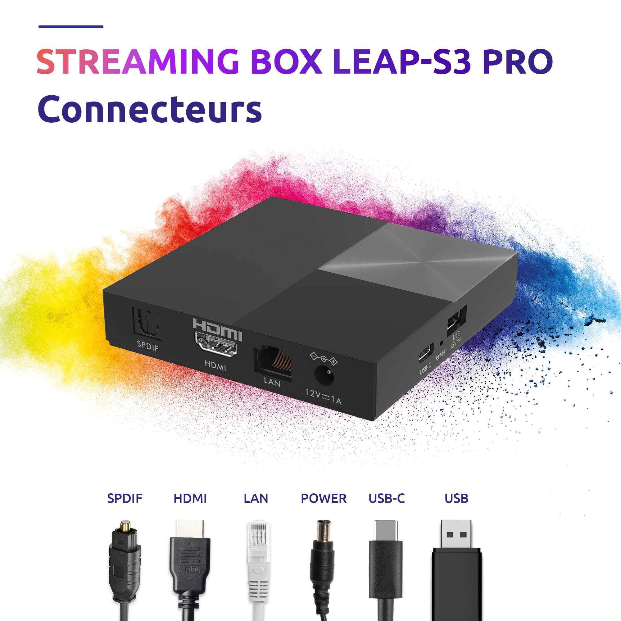 STRONG Leap-S3 Pro Box Streaming Google TV 4K UHD avec Port Ethernet, Android 12, 4GB RAM + 32GB Stockage, Wi-FI 6, Chromecast Intégré, Assistant Google Vocal, Dolby Audio & Dolby Vision