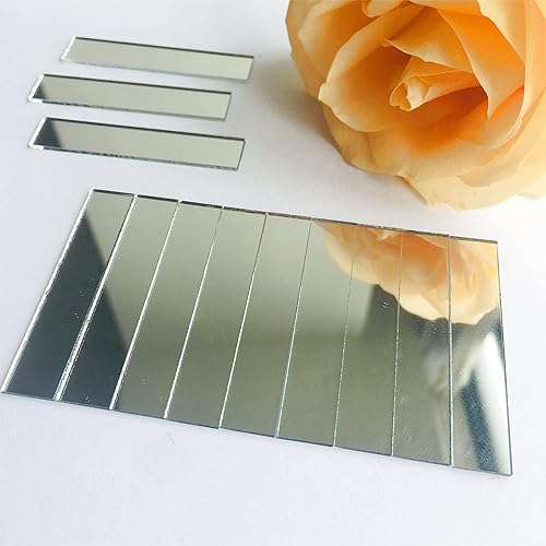 Miniatura 3 de 100 piezas de azulejos rectangulares de vidrio de 12 x 2 pulgadas para trabajos de manualidades, espejo de bola de discoteca, decoración del hogar