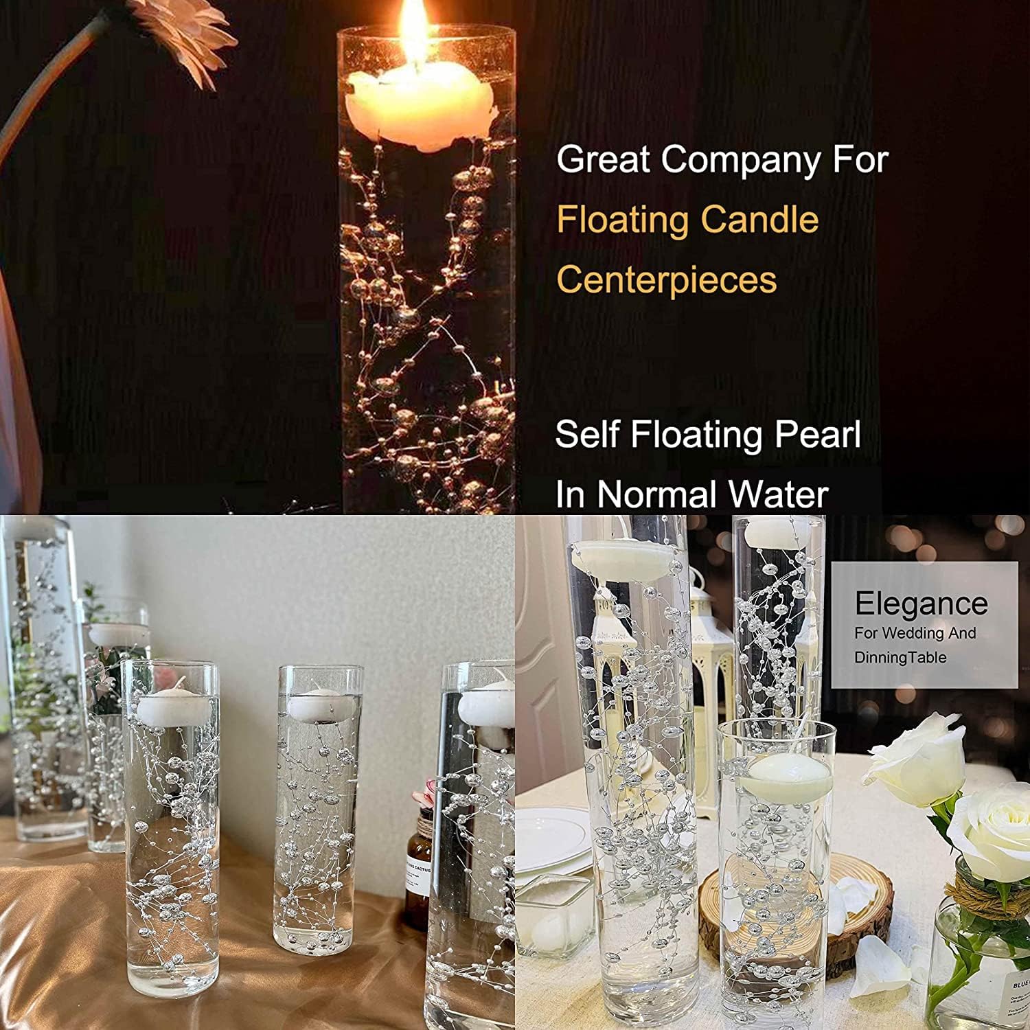 18 Perle Galleggianti Per Vasi - Decorazione Natalizia, Centrotavola, Matrimoni, 1.2M - Foto 6