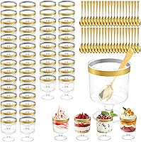 Vista 8 de 50 tazas de postre de plástico en forma de corazón con tapas y cucharas, tazas de parfait transparente de 5 onzas para el día de San Valentín