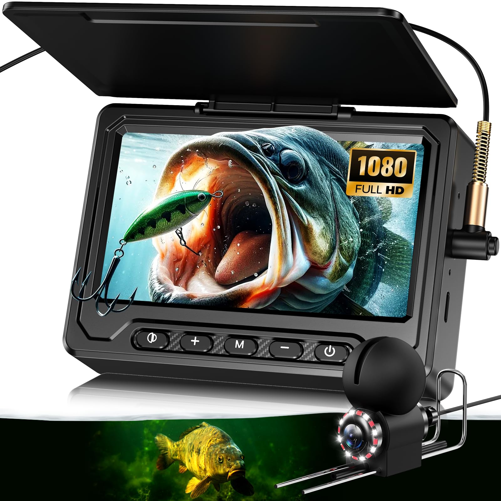 Underwater Fishing Camera, HOPEFOX Fishing Camera with Infrared Night Vision Light, 4.3" IPS Fish Finder with 65ft Cable, Upgraded HD 8 Infrared Lights Lens for Ice Lake Boat Kayak Fishing, Gift-image-42