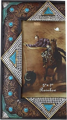 Miniatura 6 de Ebros Gift Alfileres rústicos de imitación de color turquesa occidental, de piel sintética, con diamantes plateados, para colgar en la parte trasera