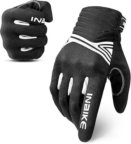 INBIKE - Guantes de motocicleta de malla transpirable con pantalla táctil y almohadilla de palma de goma termoplástica con nudillos duros