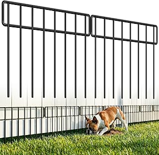 HIHADUUM 30Ft(L) X 13Inch(H) Animal Barrier Fence - 21 Pack Garden Fence Panels Metal Garden Fencing Edging Border No Dig Fencing for Dog Rabbits Ground Stakes Defense Outdoor Patio Fence Extension