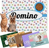 Vista 15 de Alfombrillas personalizadas de piel sintética para comida y agua, antideslizante e impermeable para nombre/foto, tapete personalizado