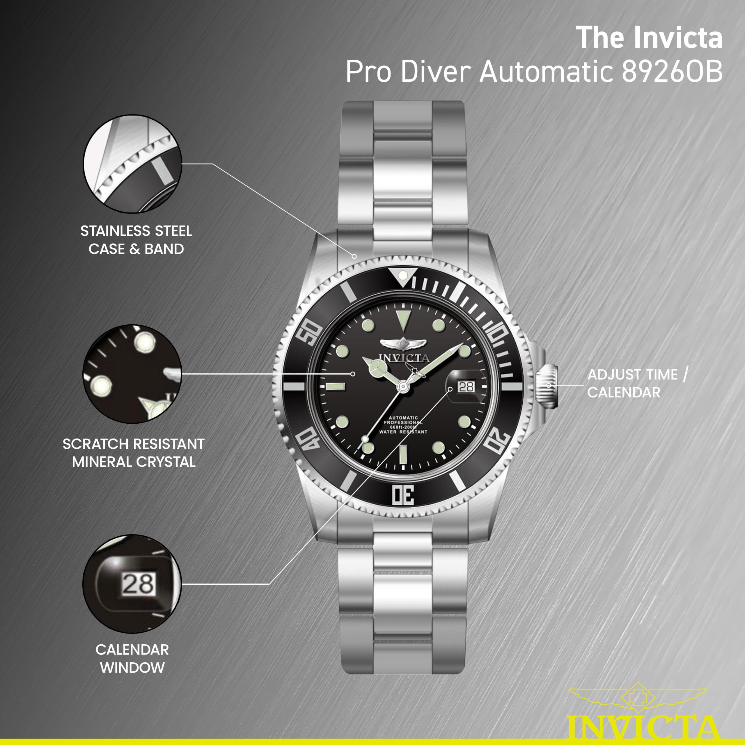 INVICTA Pro Diver Stainless Steel Men's Automatic Watch - 40mm