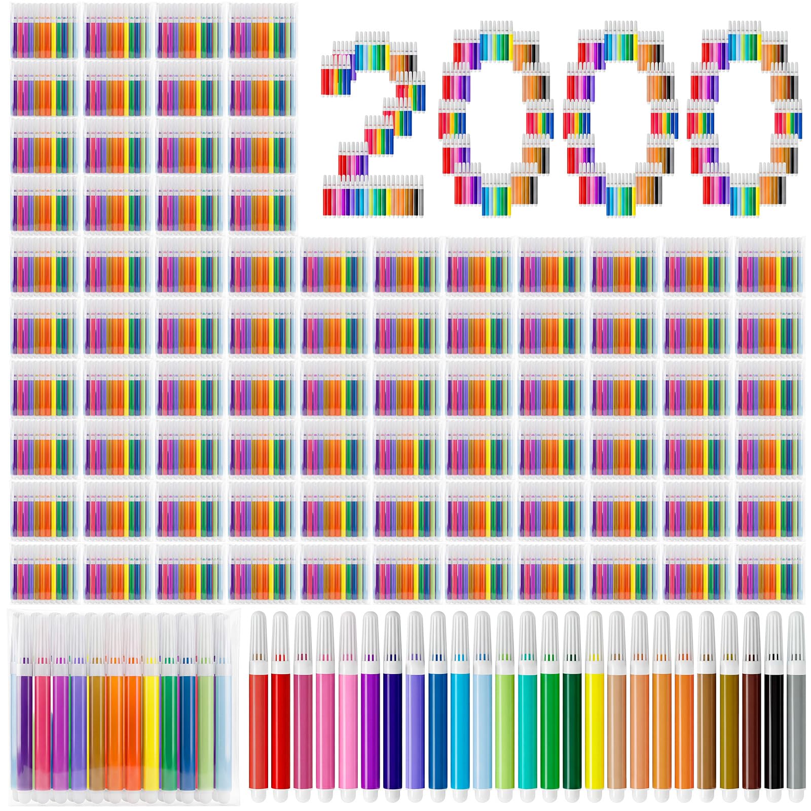 Watersay Mini-Marker, Großpackung, farbige Stifte, 8,6 cm, lebendige Farben, tragbar, kurz, farbige Marker, sortiert, mehrfarbig, Aquarell-Marker für Erwachsene, Bürobedarf (25 Farben)