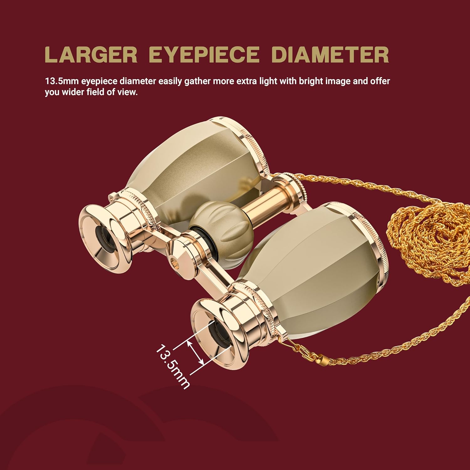 ESSLNB Opera Glasses Binoculars for Women Adults 4X30mm Theater Glasses Compact Binoculars for Theater and Concerts Antique with Case Removable Chain (Gold)