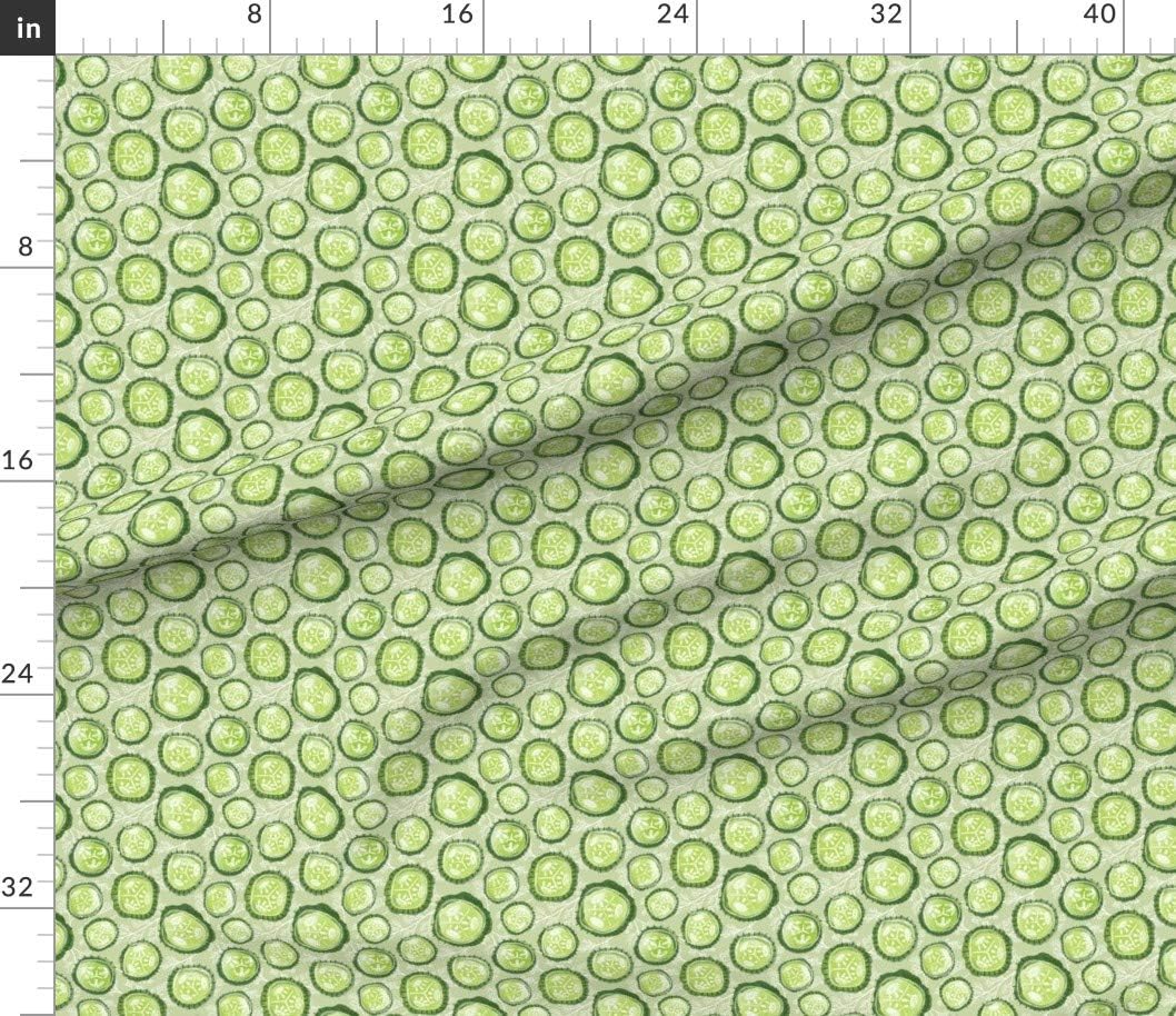 Spoonflower Fabric - Pickles Sage Medium Garden Green Pickle Food Printed on Petal Signature Cotton Fabric by The Yard - Sewing Quilting Apparel Crafts Decor