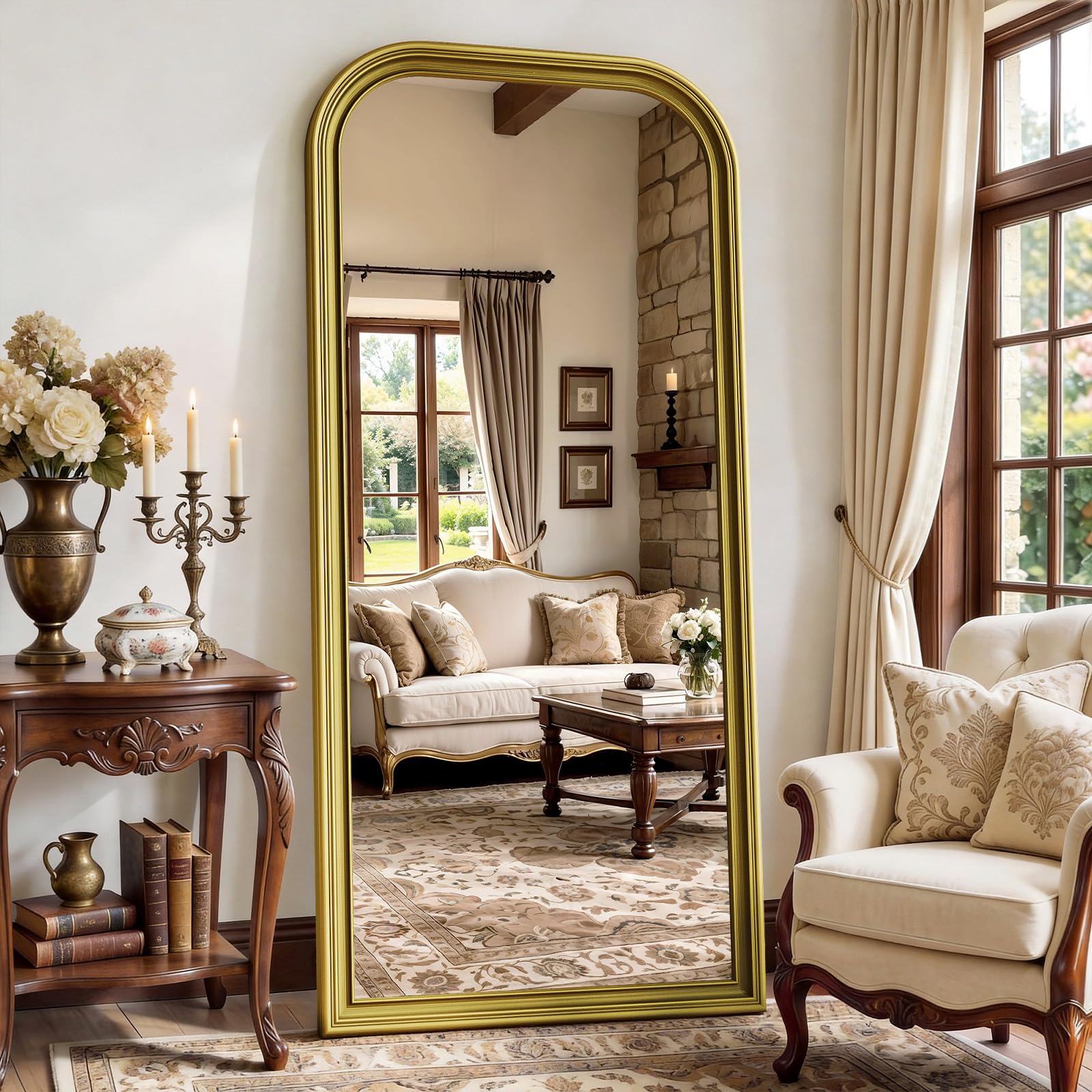 FlyEcho 71 Inch PU Frame Arch Mirror