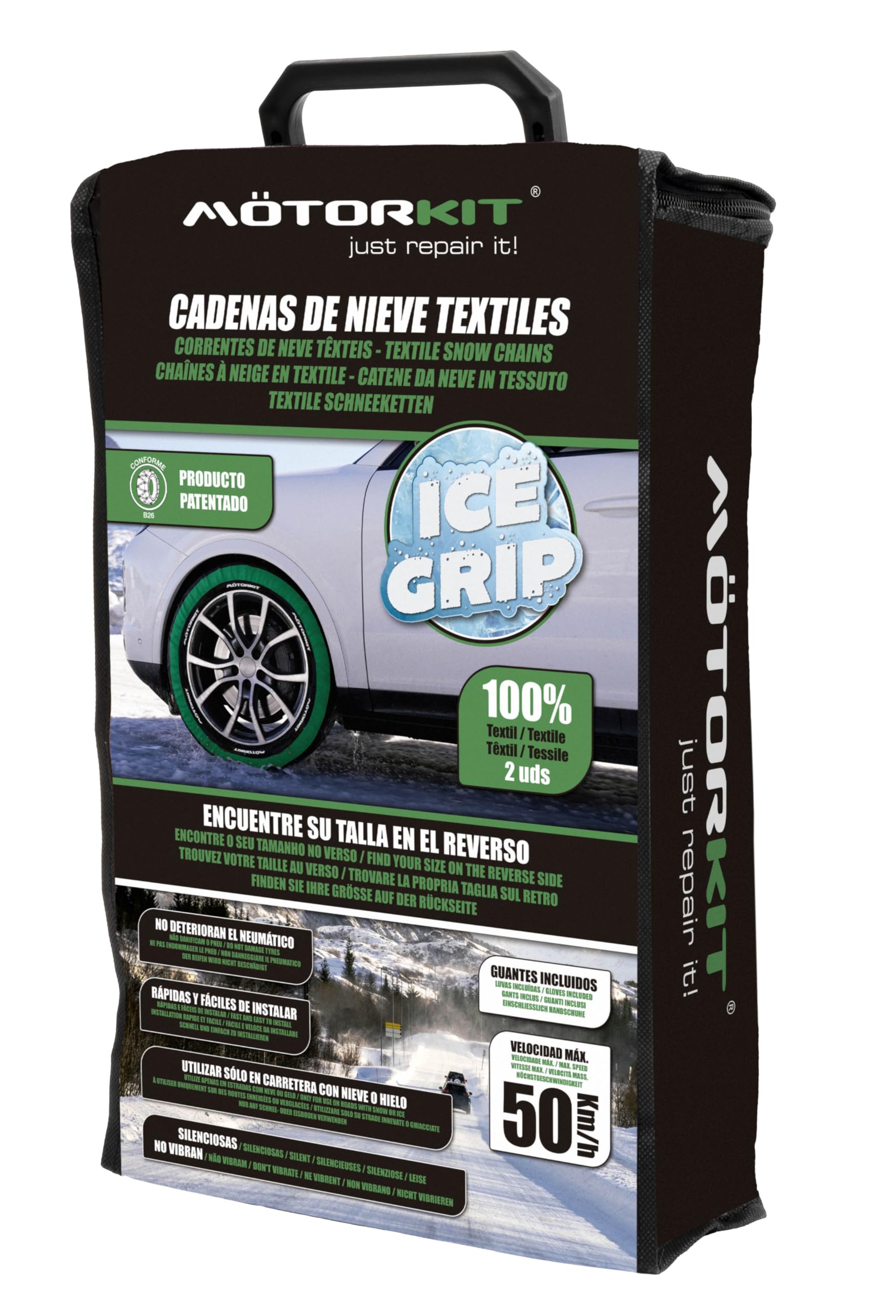 MOTORKIT MOTOR8015 Cadenas de nieve textiles