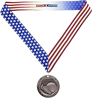 Vista 2 de Decade Awards Medalla de fútbol de clase mundial – Medallón de fútbol de 3 pulgadas de ancho con estrellas y rayas con cinta de cuello en V
