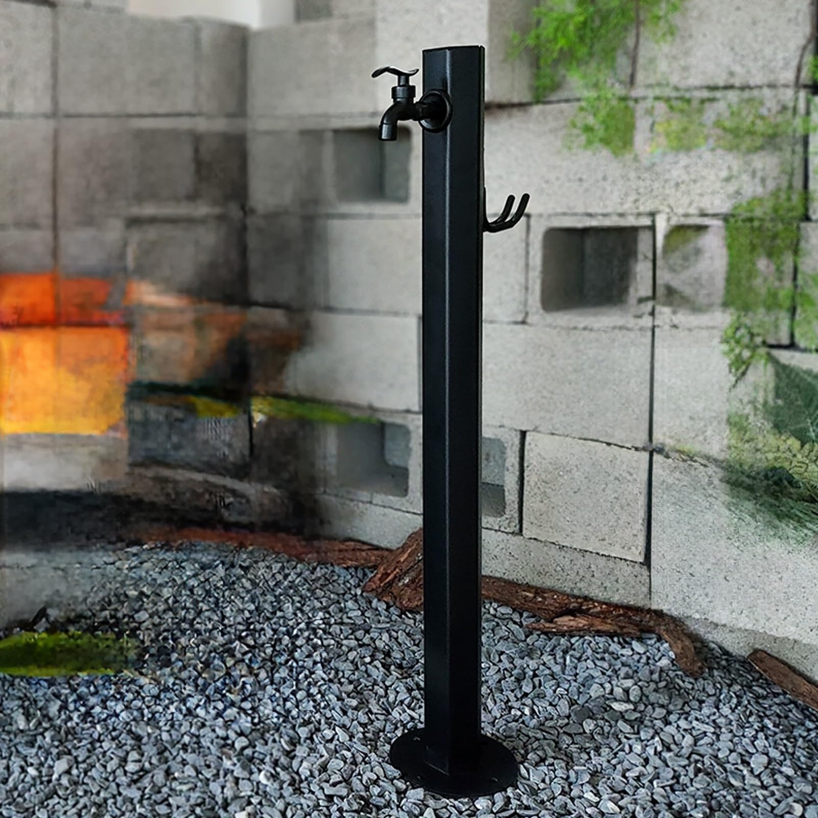 BHGFYXBS Freestanding Stainless Steel Garden Water Column, Antifreeze Faucet Post For Outdoor Irrigation & Watering, Vertical Courtyard Faucet - Black Finish,Black B-95CM/37.4IN