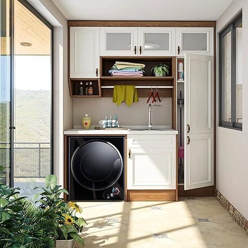 Miniatura 3 de Secadora de ropa portátil, 120 V/850 W, sensor de humedad inteligente, panel de control LCD, calefacción, secadora de ropa con tambor de acero