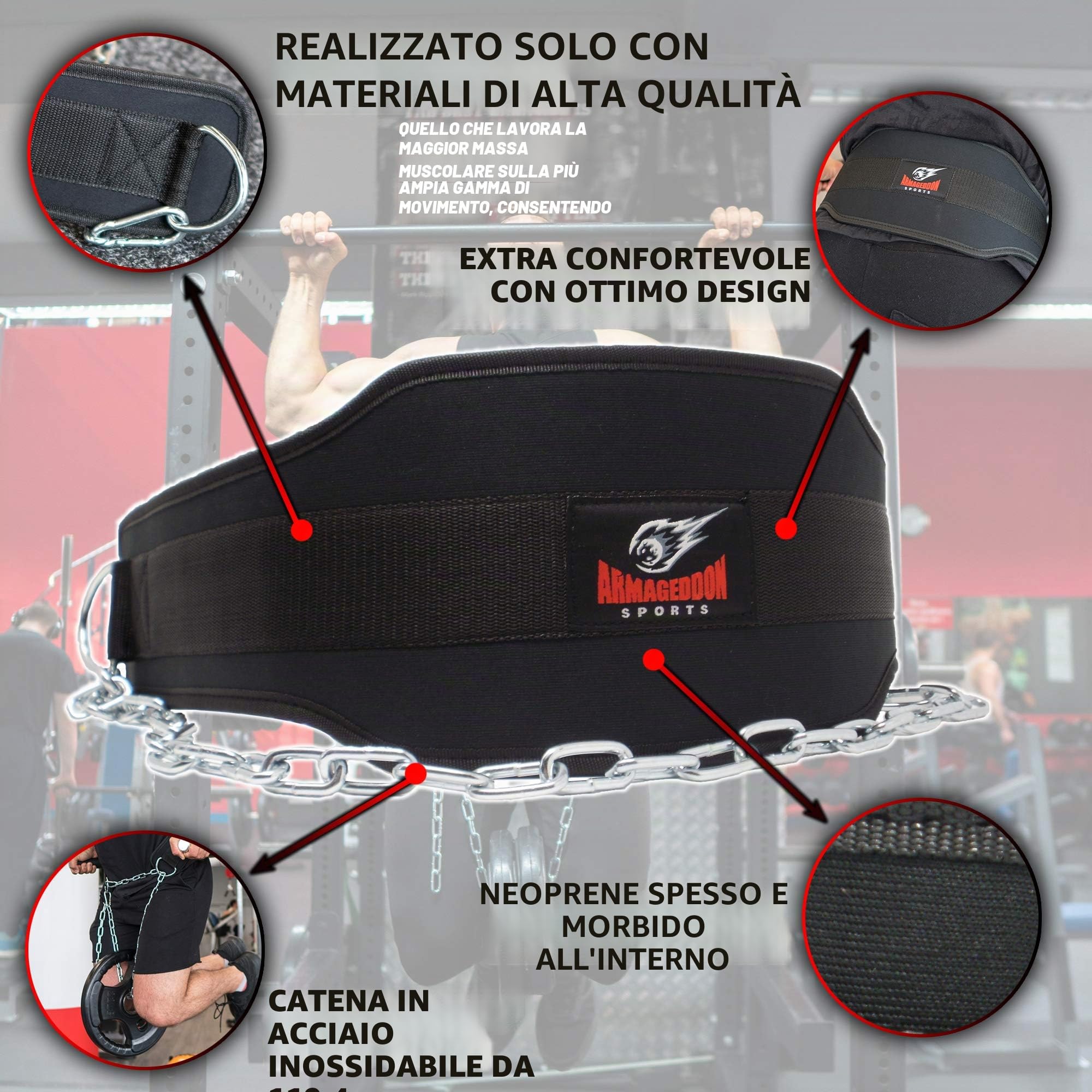 Cintura Zavorra Trazioni, Cintura Per Zavorre Calisthenics, Cintura Pesi, Cintura Trazioni Cinta Palestra pesi Sollevamento, Cintura Dip con lungo 120cm Catena