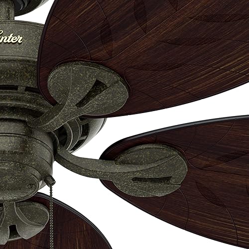 Miniatura 5 de Hunter Ventilador de techo para exteriores de 54 pulgadas de oro provenzal contemporáneo y cadena de tracción (renovado)