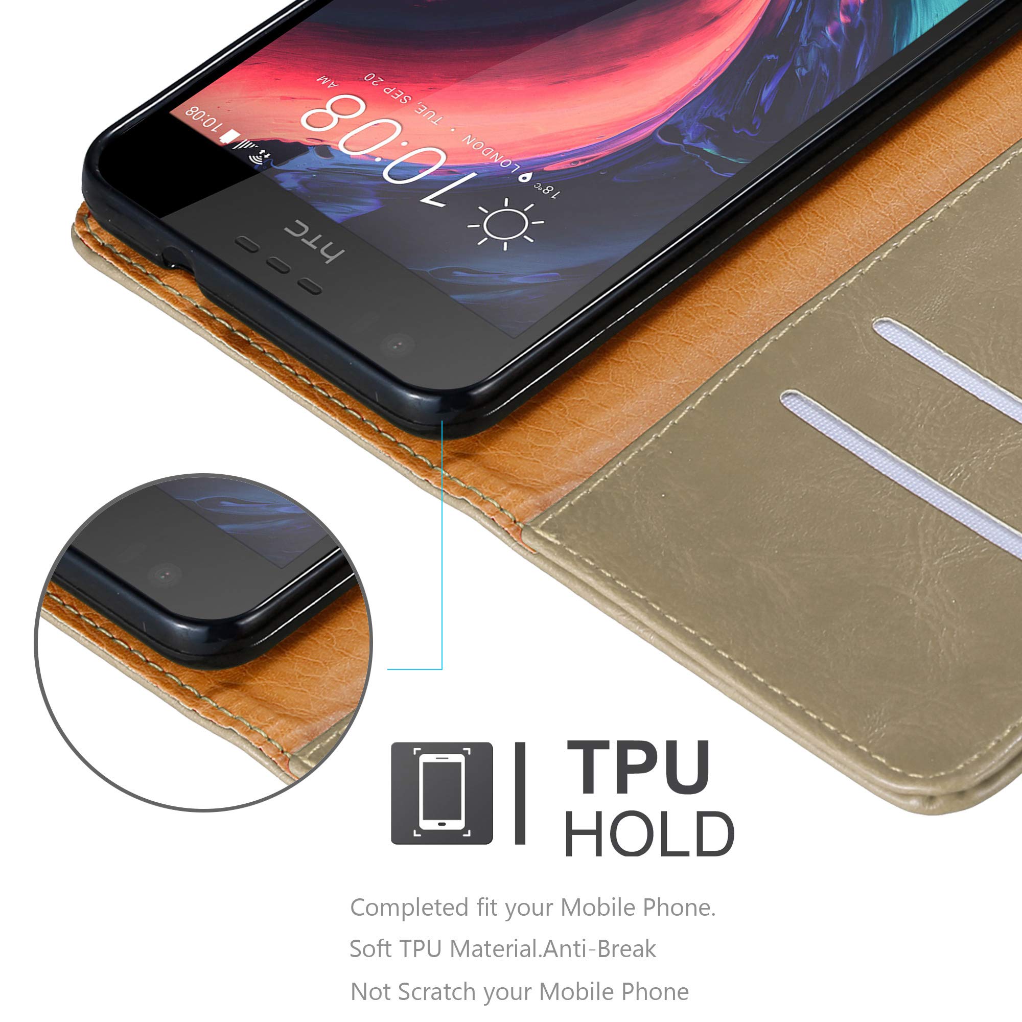 Cadorabo Custodia A Libro Per HTC Desire 10 PRO - Colore Marrone Cappuccino, Pelle Finta, Con Porta Carte E Banconote, Chiusura Magnetica E Funzione Stand - 5