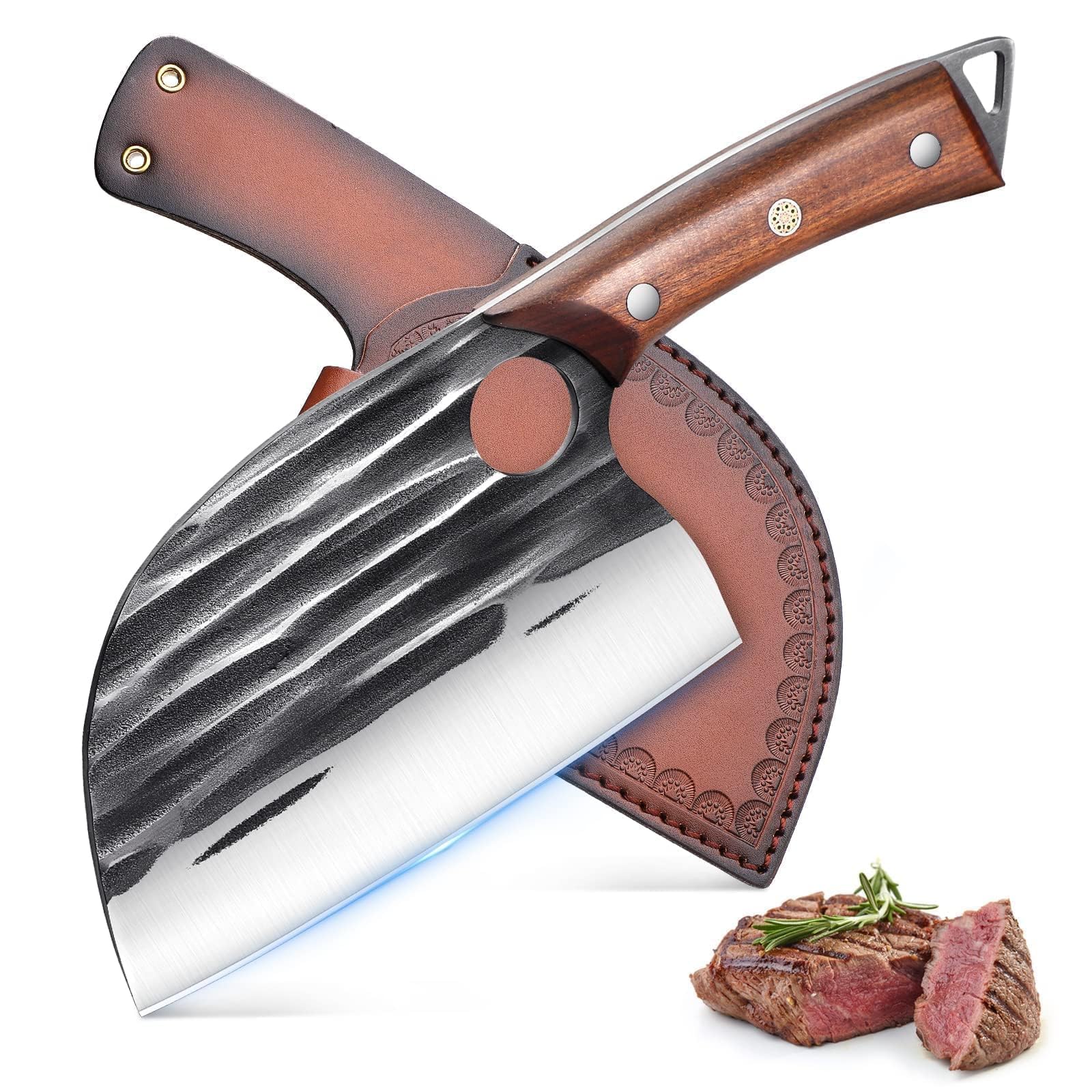 Golden Bird Hackmesser zum Schneiden von Fleisch Metzgermesser mit Scheide