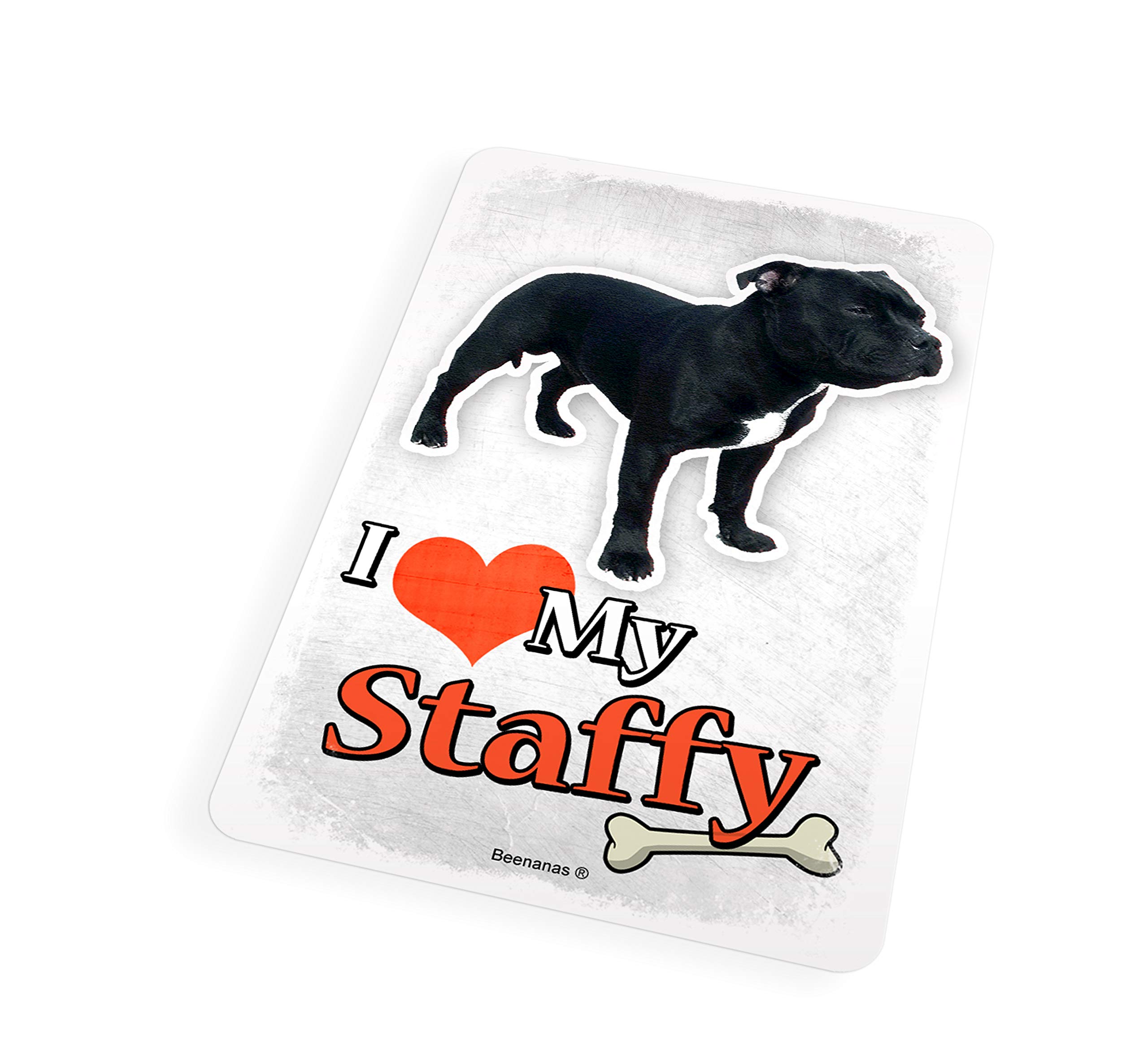 Beenanas Staffy Staffie Stafordshire Terrier Dog I Love My Pet Metal Fridge Magnet Puppy