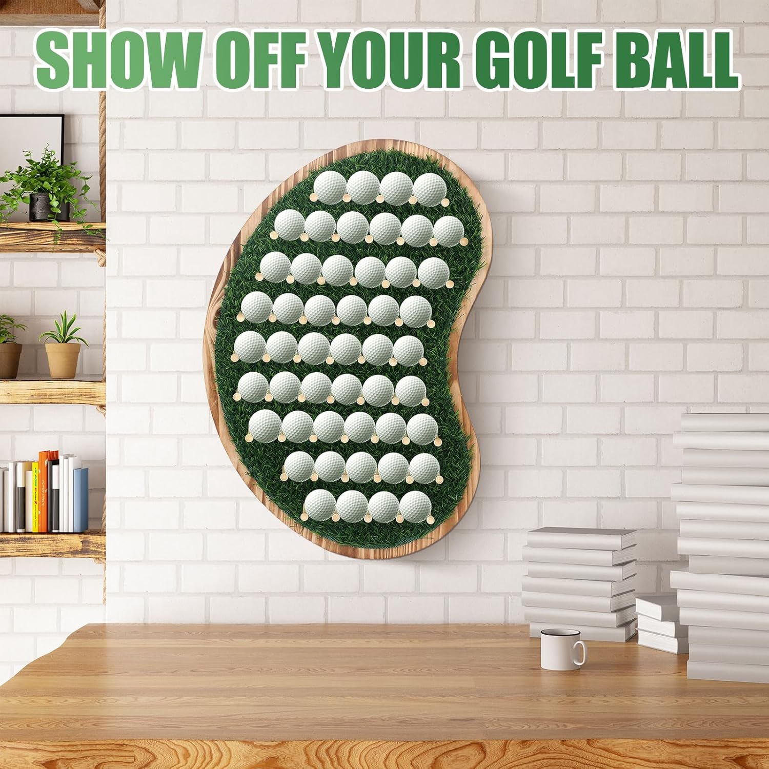 40-Golf Ball Display Rack Golf Ball Collection Display Stand Green Wall Mount Cabinet Holder for Gifts Adult Golfs Enthusiasts