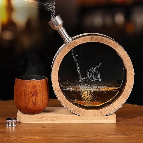 Miniatura 8 de Juego de vasos de whisky, vidrio de bourbon, regalos de bourbon para hombres, vidrio de madera acabado a la antigua, gran regalo de whisky