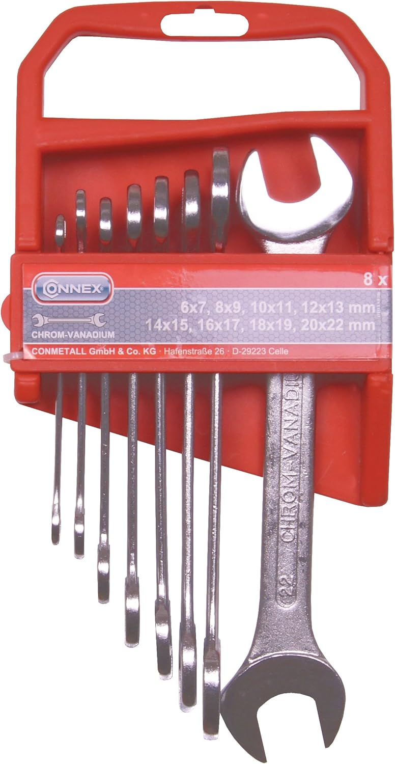 Connex COX513622 Open-End Wrench Set, Silver, 6-22 mm, 8 Piece