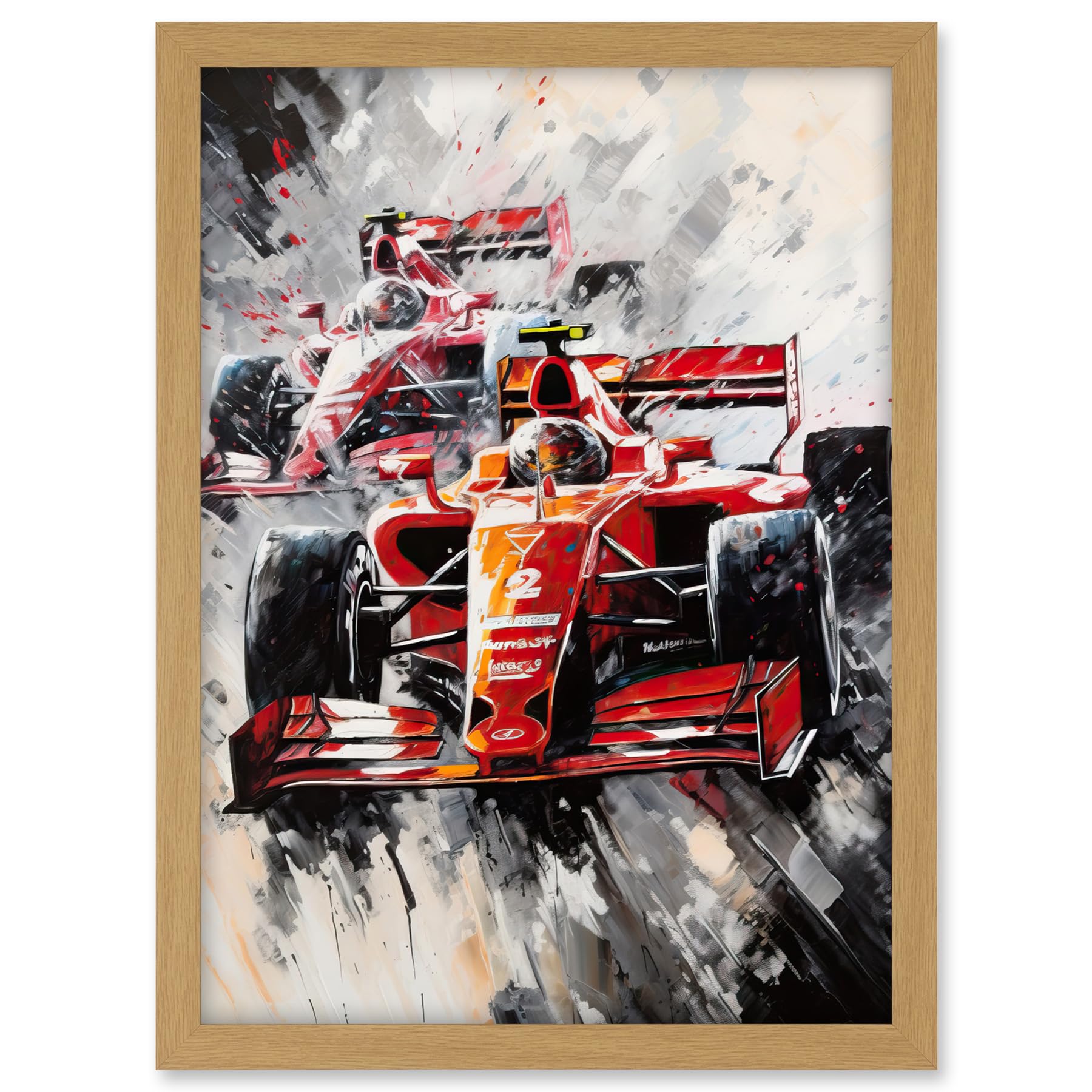 Artery8 Grand Prix Track Circuit Cars Racing Paint Splat Artwork Framed A3 Wall Art Print