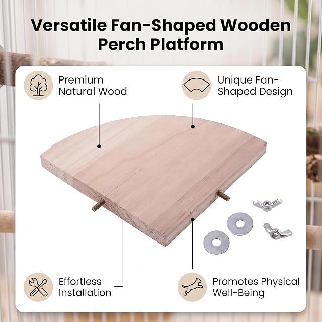 Foto 2 de 8 de Plataforma para pájaros, trampolín de madera con forma de abanico y perchas integradas