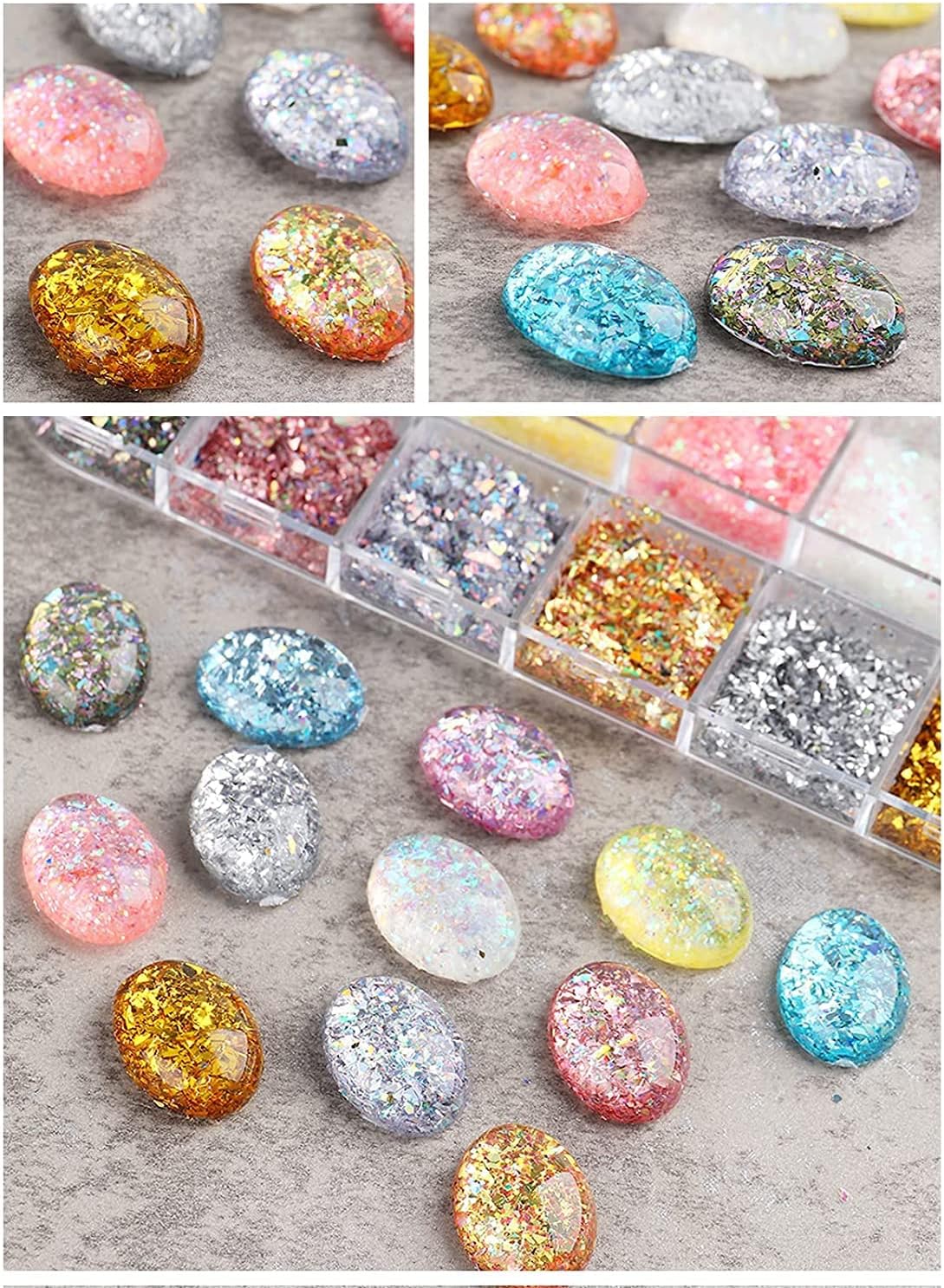 EBANKU 2 Boxes Nail Art Foil Flakes Nail Sequins Glitter Holographic Gold Silver Irregular Paillette - Image 4