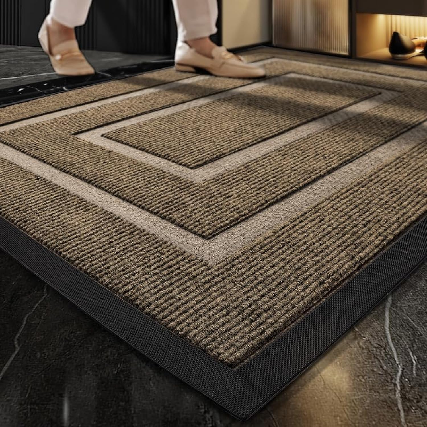 Generic 17.7 x 29.5 in Non-Slip Indoor and Outdoor Entrance Mat, Waterproof and Washable Doormat, Low-Profile Welcome Mats for Indoor, Outdoor, Bedroom, Kitchen, Entryway, Hallway (brown, style 1)