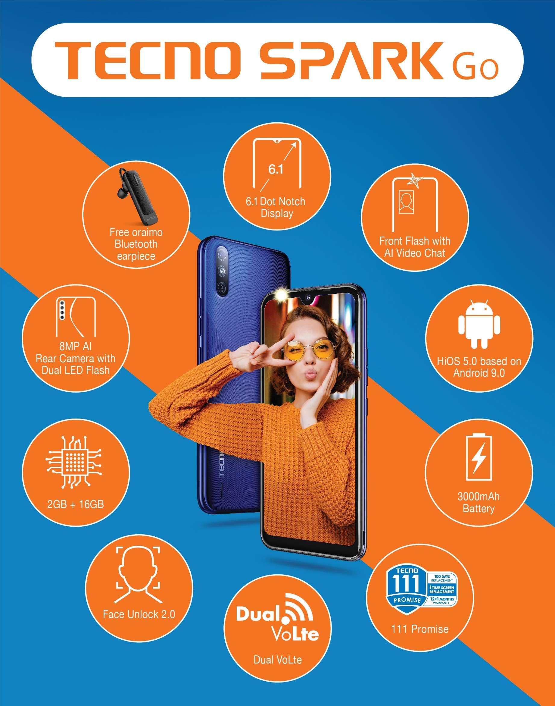 Tecno Spark Go (Nebula Black) (2GB Ram 16 GB ROM)