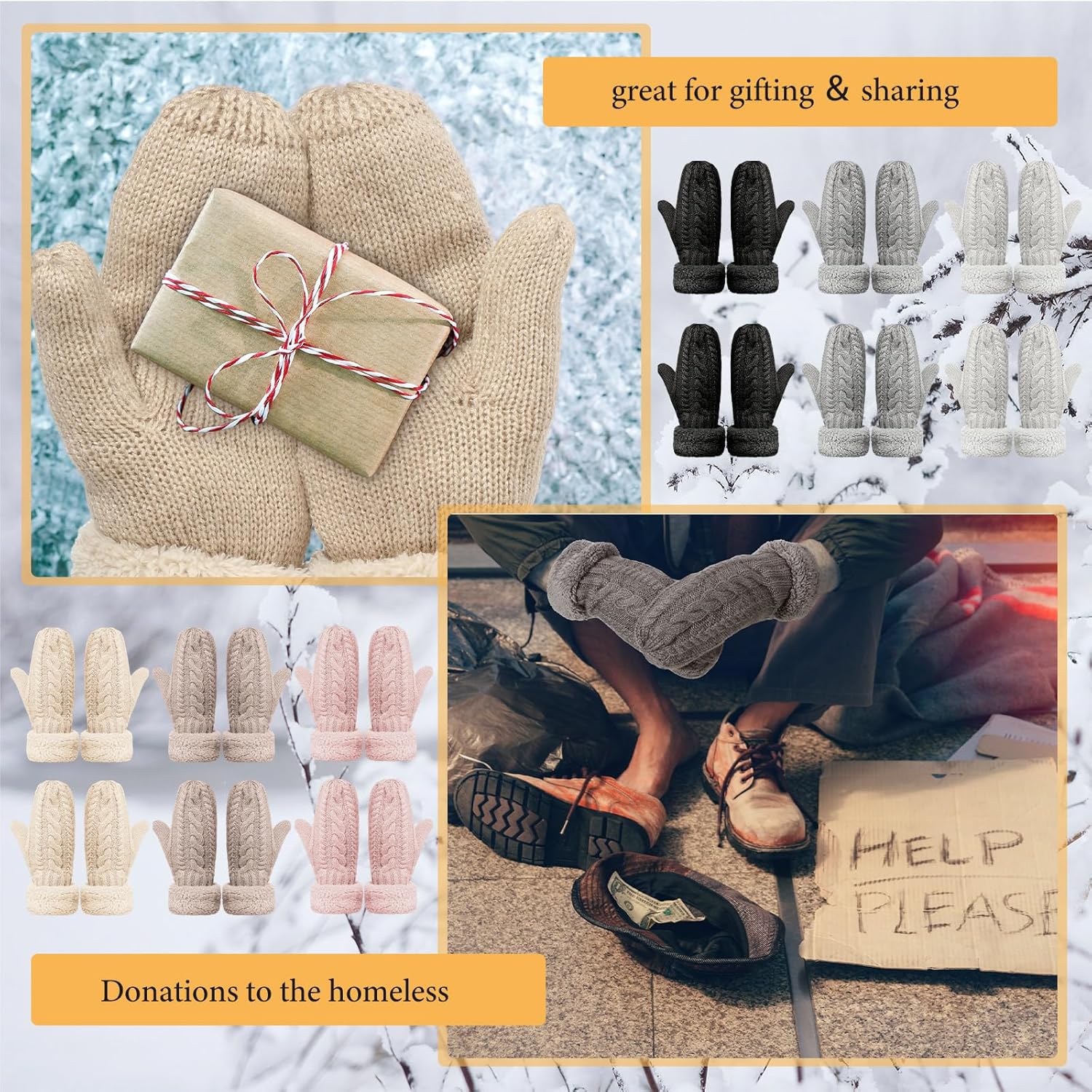 Handepo 12 Pairs Winter Mittens for Women Womens Fleece Lined Mittens Women Mitten Gloves Warm Thick Knit Mittens for Women Girls Adults Winter Cold Weather Accessories Gift (Multicolor) - Image 7