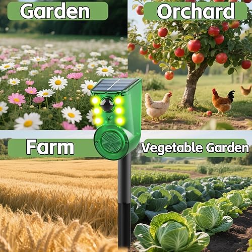 Miniatura 7 de Alarma solar con sensor de movimiento para exteriores, ultrasonido y alarmas, detector de movimiento de 129 db, generador de ruido fuerte, luz