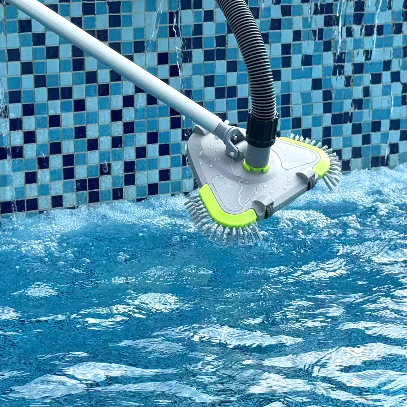 Sepetrel Verbesserter gewichteter dreieckiger Pool-Staubsaugerkopf mit Seitenbürsten und intelligentem Drehgriff, reinigt Ecken, sicher für Vinyl, Innen- und oberirdische Poolreiniger