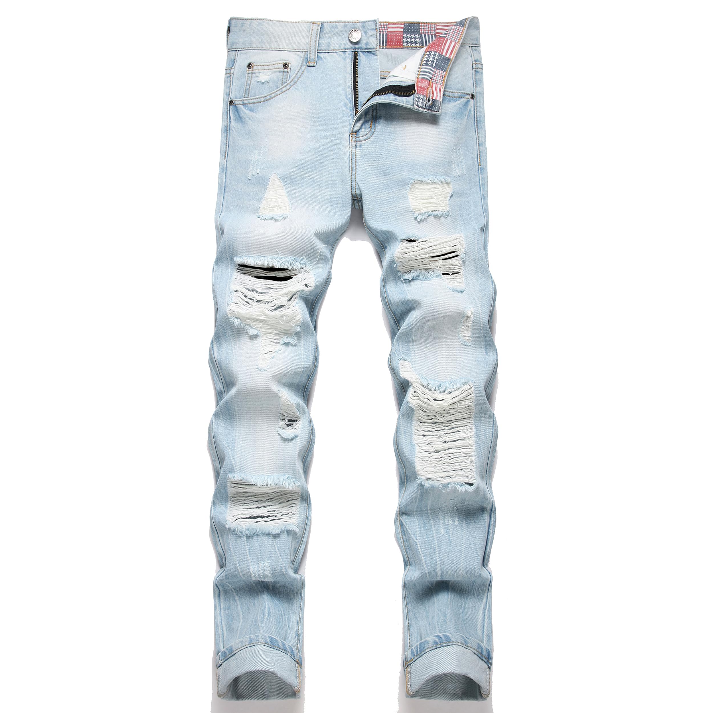 RXXKKK Men's Regular Fit Ripped Jean