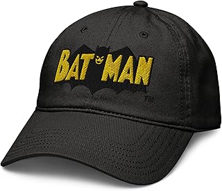 DC Comics Batman Large Block Text Logo Adjustable Baseball Hat, Black, One Size