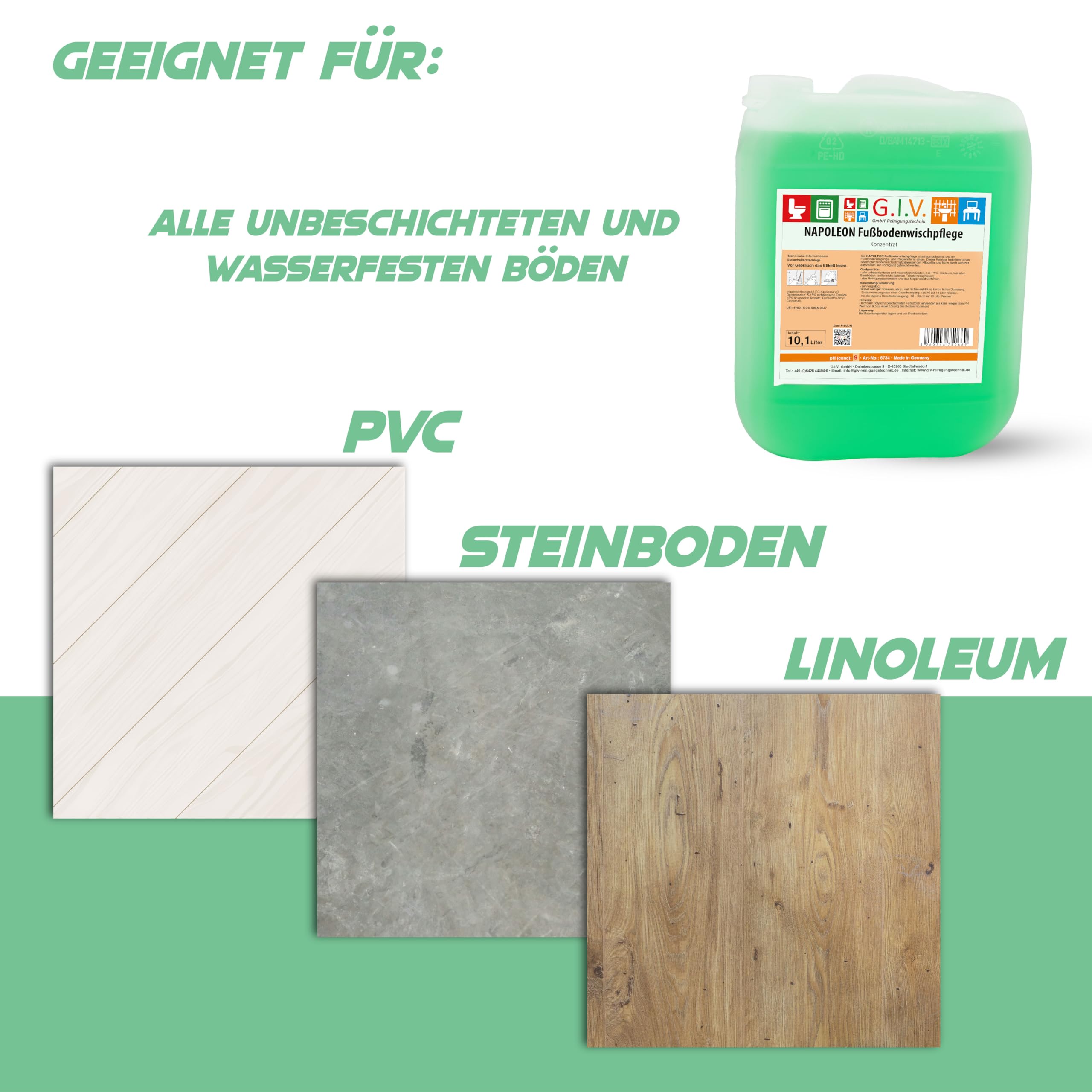 Fußbodenwischpflege 10,1 L Kanister - Fußbodenreiniger & Pflegemittel - Bodenreiniger für - wasserfeste Böden, seidenglänzender Pflegefilm - für Mopp & Maschinenreinigung