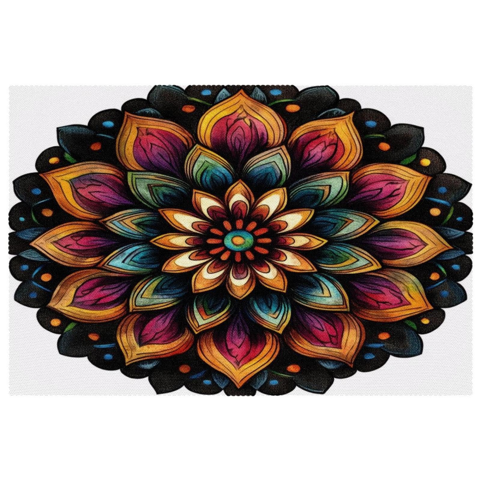 Set de table mandala coloré lot de 6 lavables pour salle à manger 30x45 cm