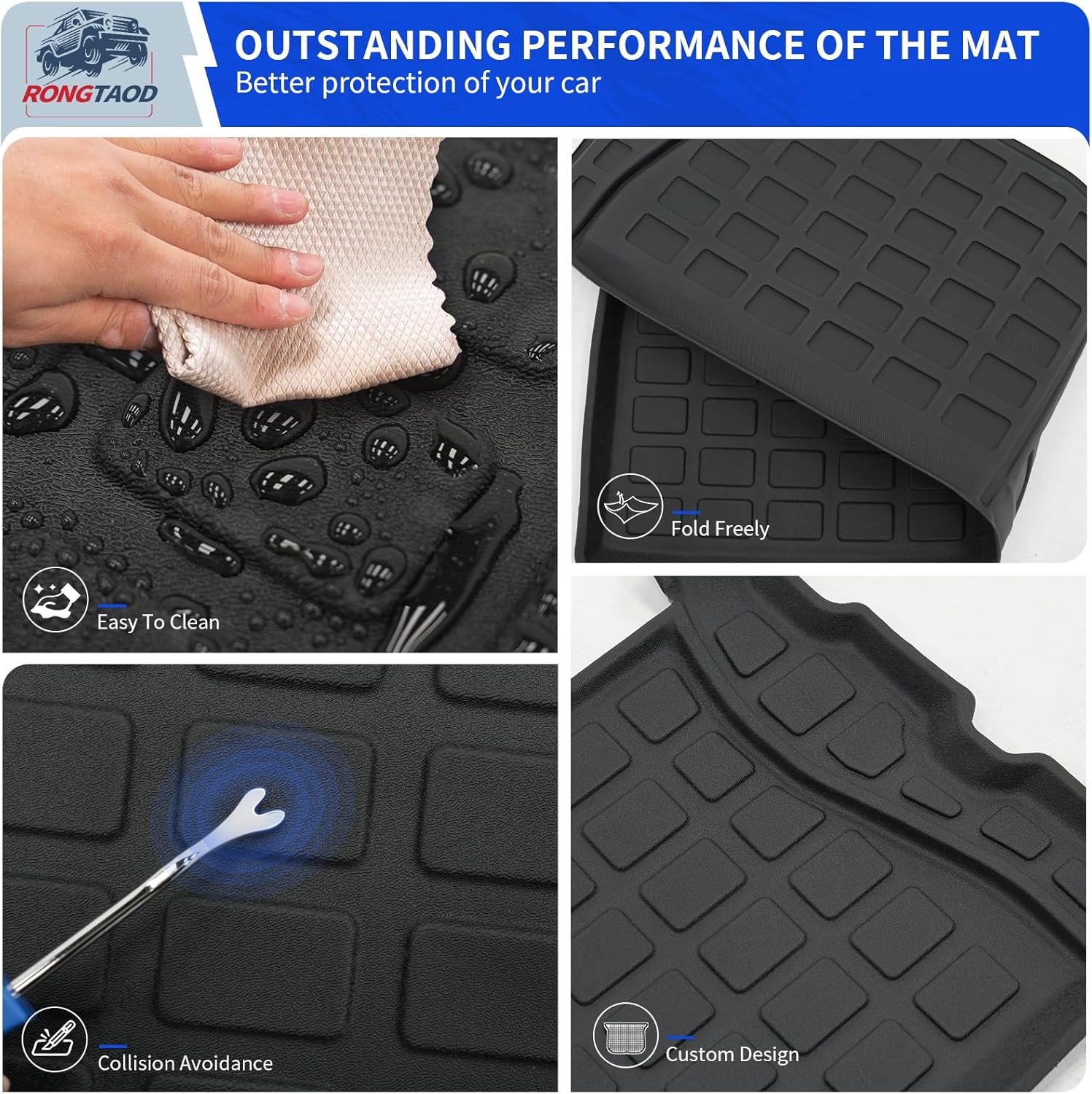 Rongtaod Cargo Mat Compatible with 2021-2025 2026 Toyota Sienna 7&8 Seats Cargo Liner Trunk Liner Trunk Mat 3rd Row Back Seat Cover All Weather 2024 Sienna Accessories (Backrest Mats+runk Mat) - Image 5