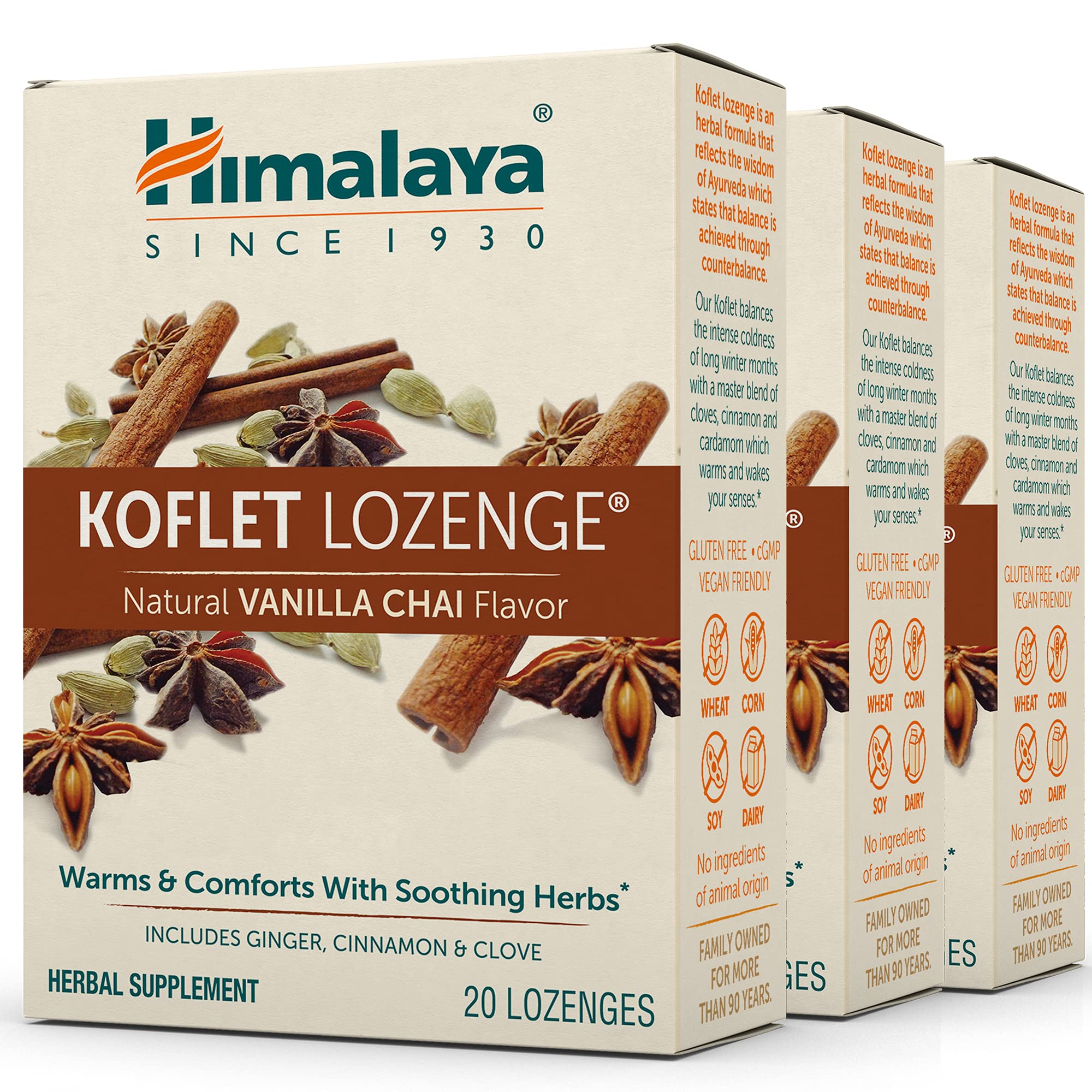 Himalaya Koflet Lozenges,Natural Herbal Cough Drops for Warming Relief and Soothing Throat Comfort, Cough Drops for Adults, Sore Throat Drops, Vanilla Chai Flavor, 20 Lozenges — Amazon image 8