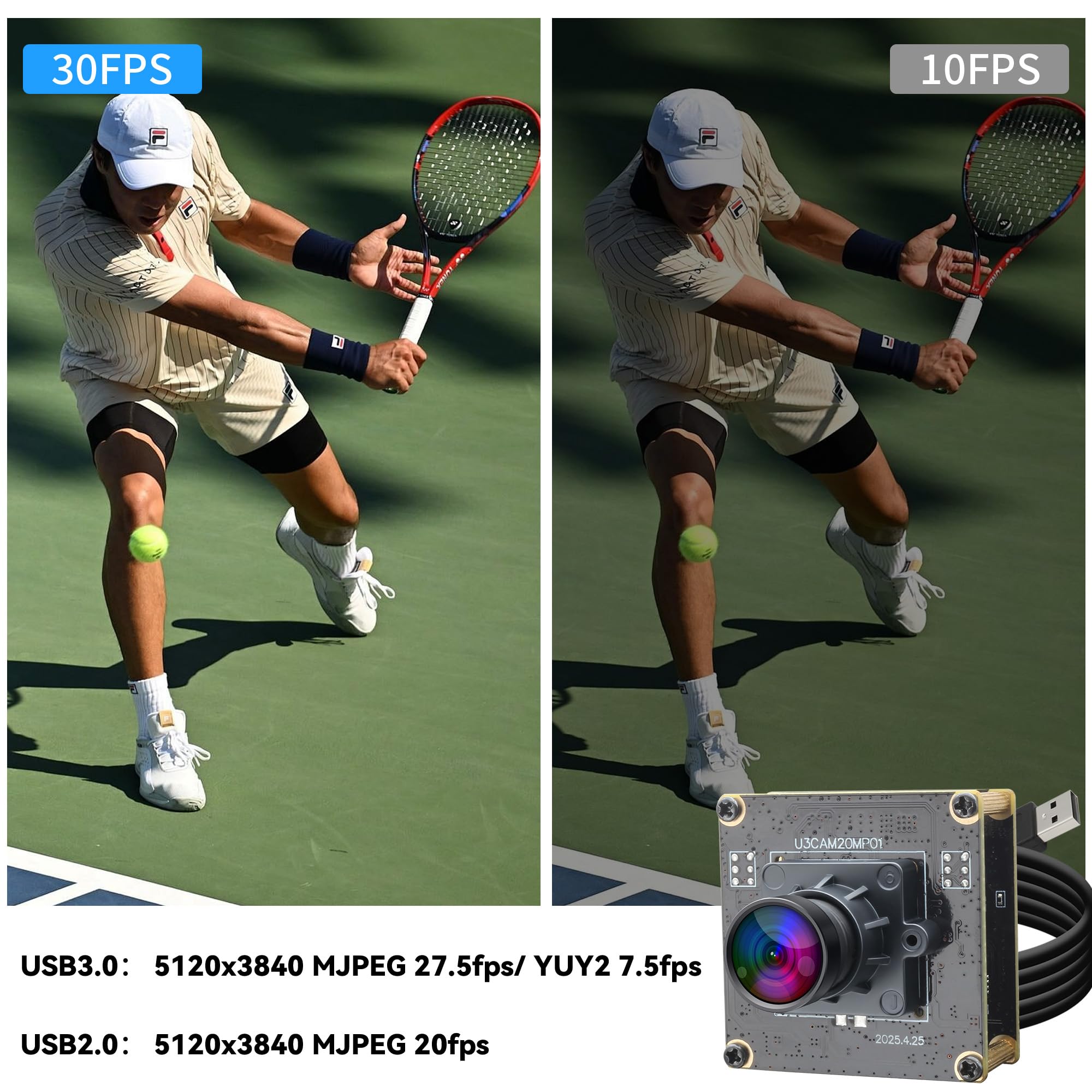 ELP 20MP USB-Kamera 4K 30fps USB 3.0 Typ-C Webcam 3840P Weitwinkelobjektiv für Windows Linux PC