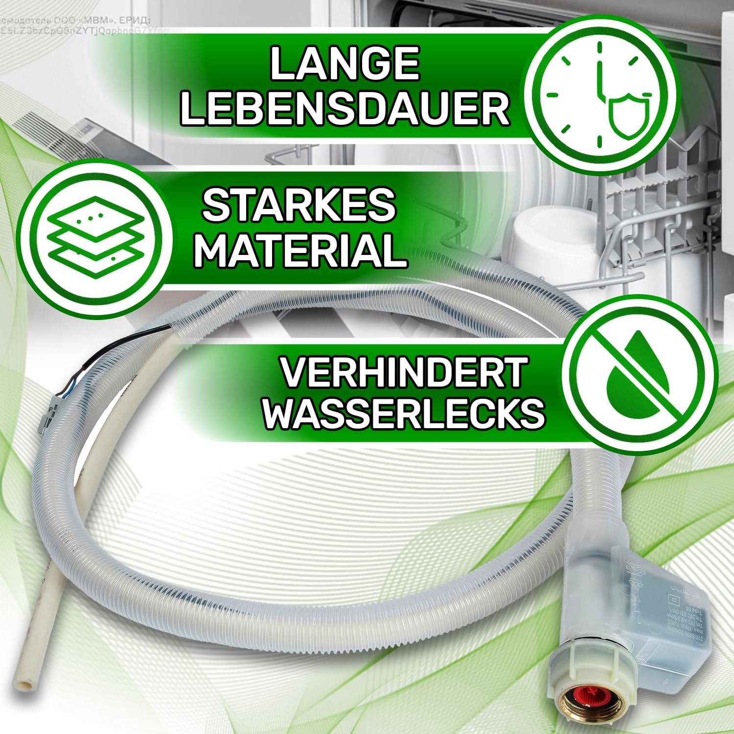 Zulaufschlauch mit Aquastop 1,68 m für Spülmaschine Gesamtlänge 2m 10 bar Tm70°C mit Originalcode 00668113 668113 für Bosch für Siemens für Neff - Garantie 5 Jahre - MADE IN ITALY - ONIX TECH