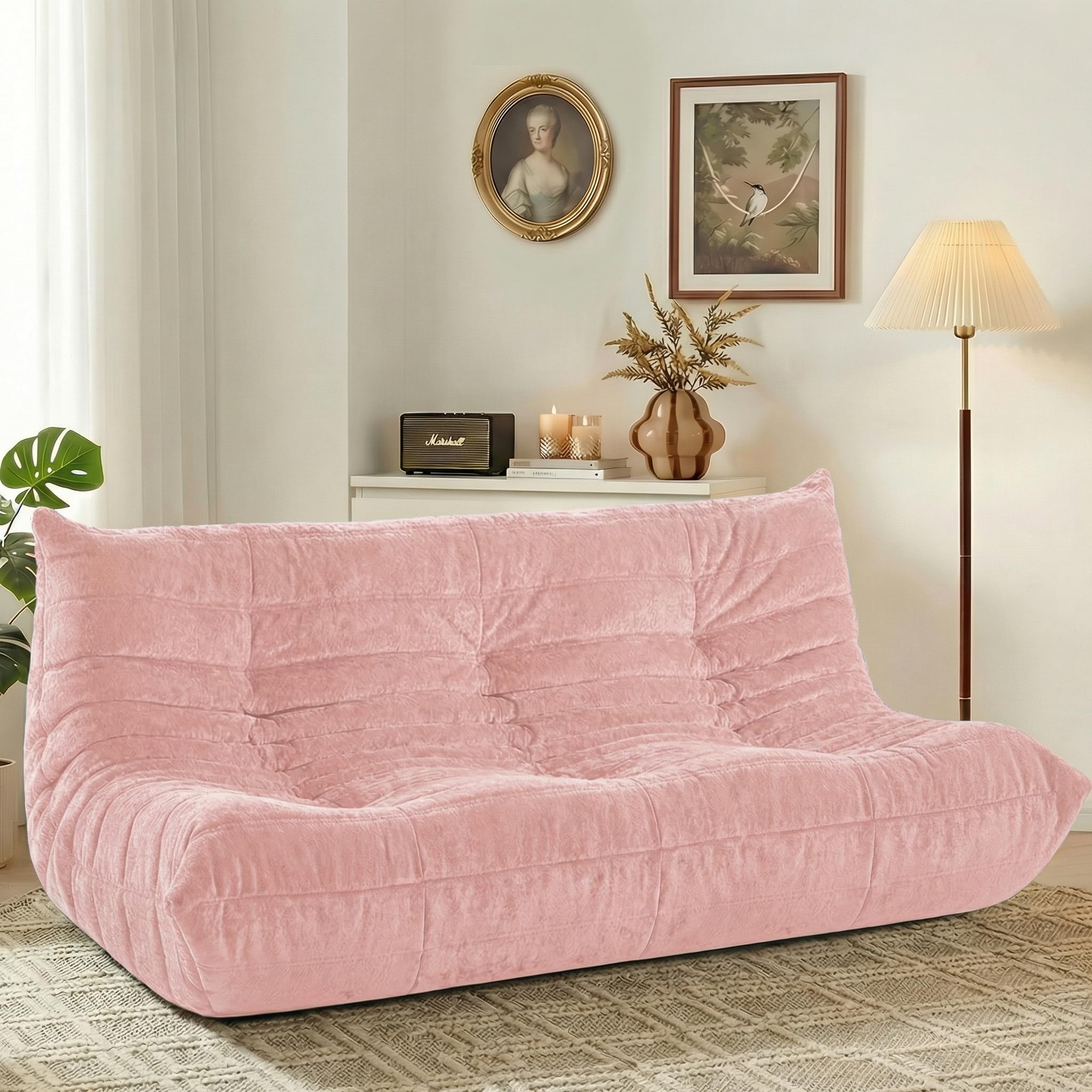 HABUTWAY Giant Bean Bag Chairs Lazy Sofa for Adults,3 Seater,Pink