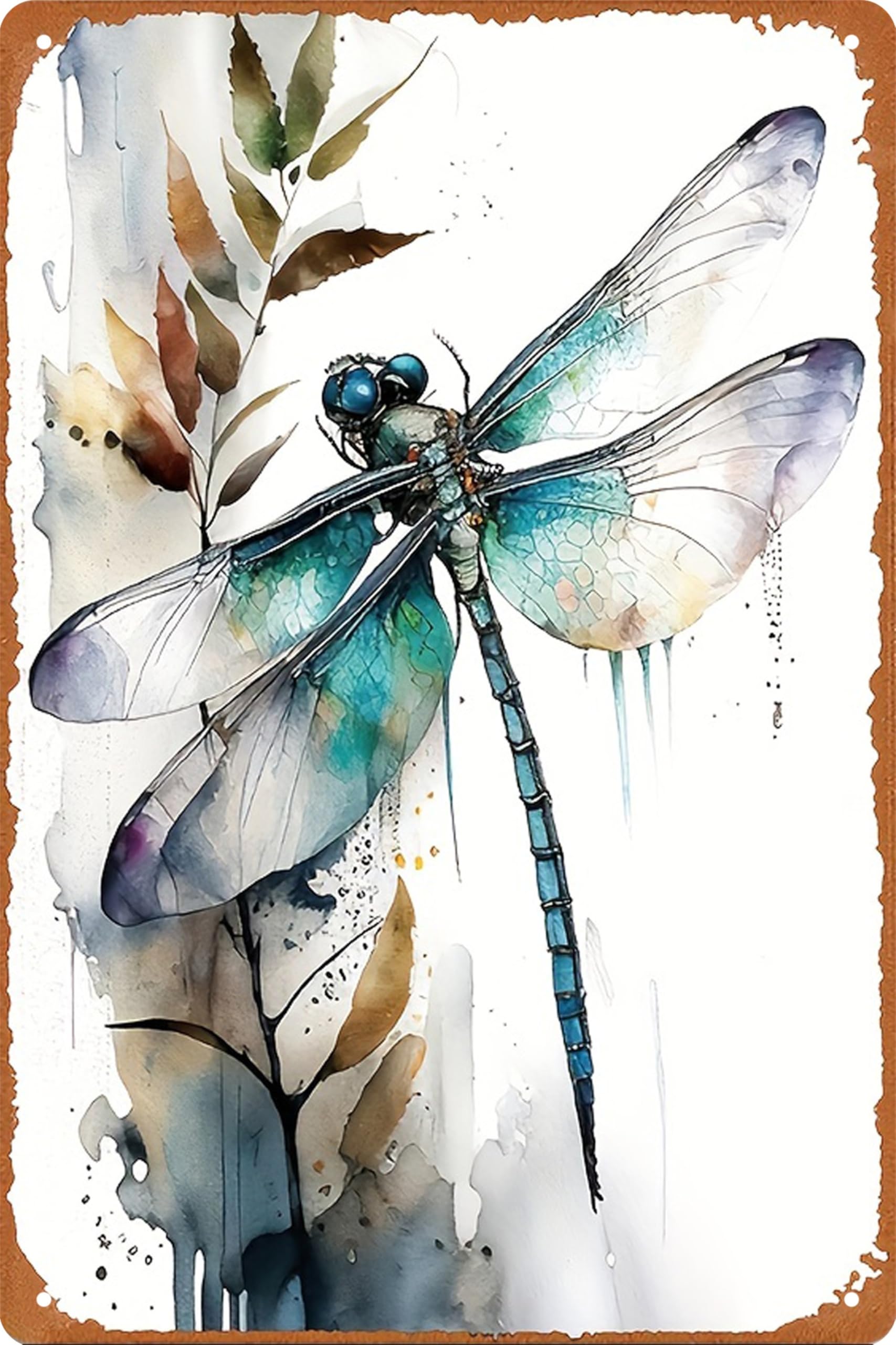 Retro Funny Home Tin Sign,Vintage Decoration Metal Sign,Wall Aesthetics for Kitchen Bar Pub Club Cafe Living Room Restaurant Shop Office 8x12 Inches (Dragonfly)