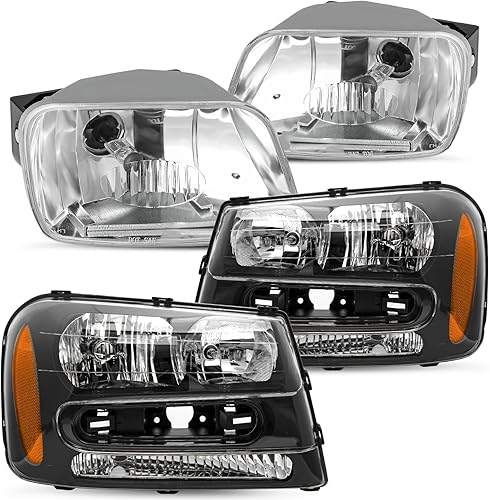 Miniatura 1 de JSBOYAT Conjunto de repuesto de faros delanteros con bombillas incluidas para Chevy Trailblazer 2002-2009 con rejilla de ancho completo para el lado