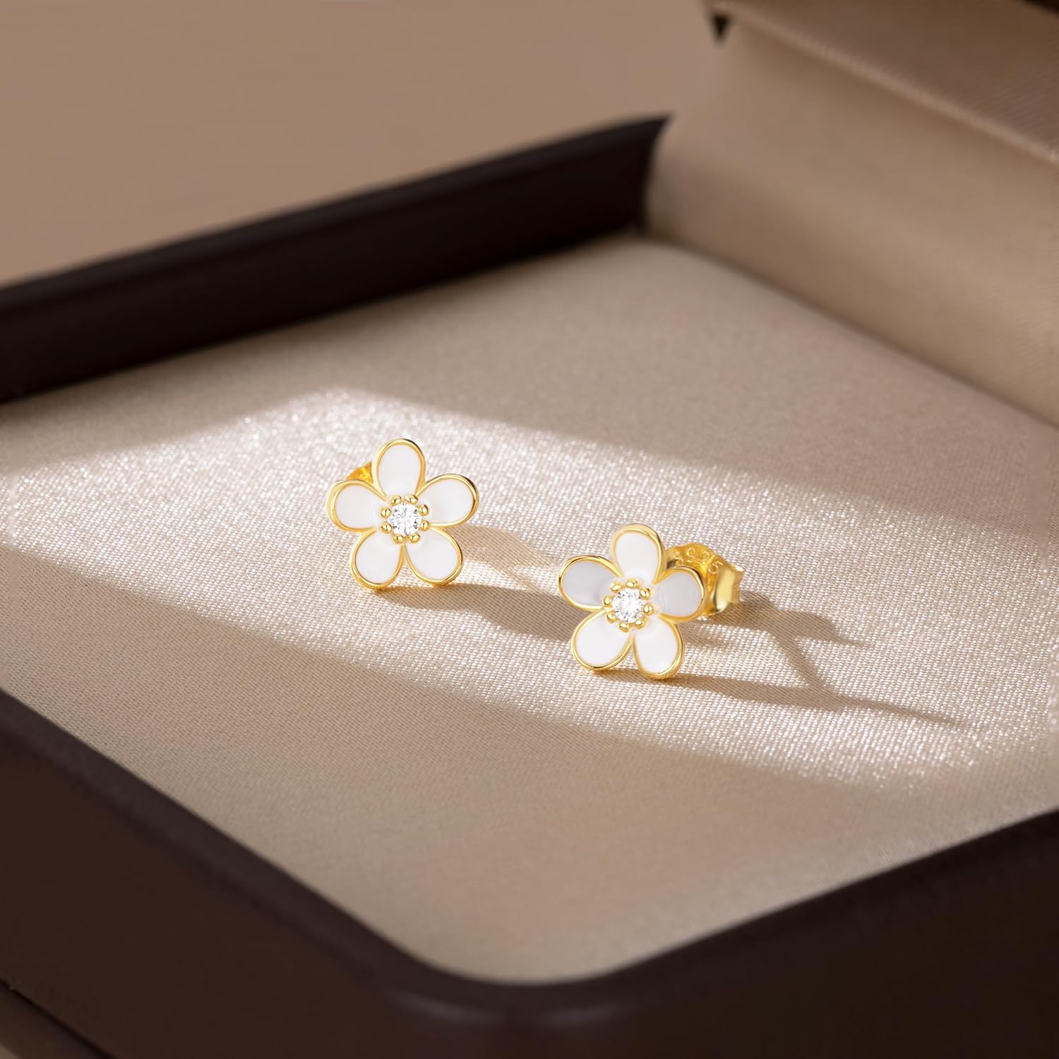 SLUYNZ Solid 925 Sterling Silver Flower Stud Earrings for Women Teens White Flower Stud Earrings Spring - Image 5