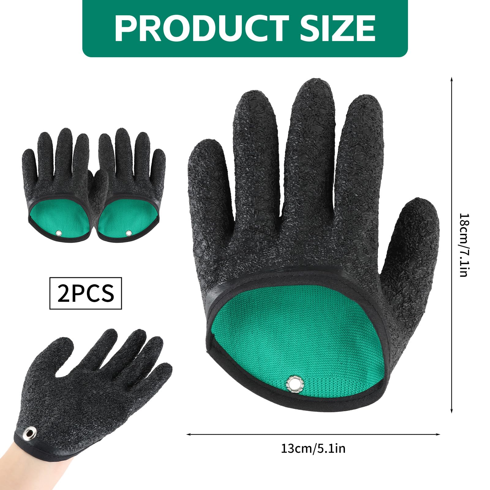 Guantes de pesca antideslizantes, 1 par, guantes de aterrizaje, engrosados, de alta elasticidad, resistentes al agua, a prueba de pinchazos, antideslizantes, resistentes al desgaste, para lucio